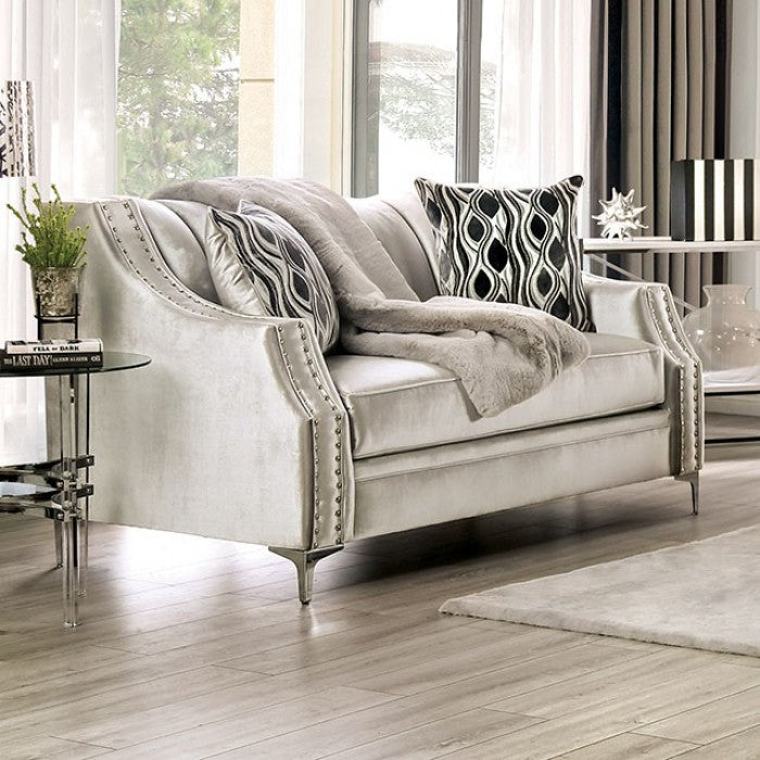 Furniture of America - Elicia 2 Piece Sofa Set in Silver, Black - SM2686-SF-2SET - GreatFurnitureDeal
