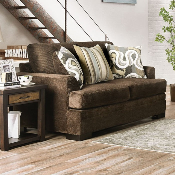 Furniture of America - Taliyah 2 Piece Sofa Set in Brown, Yellow - SM3081-SF-2SET