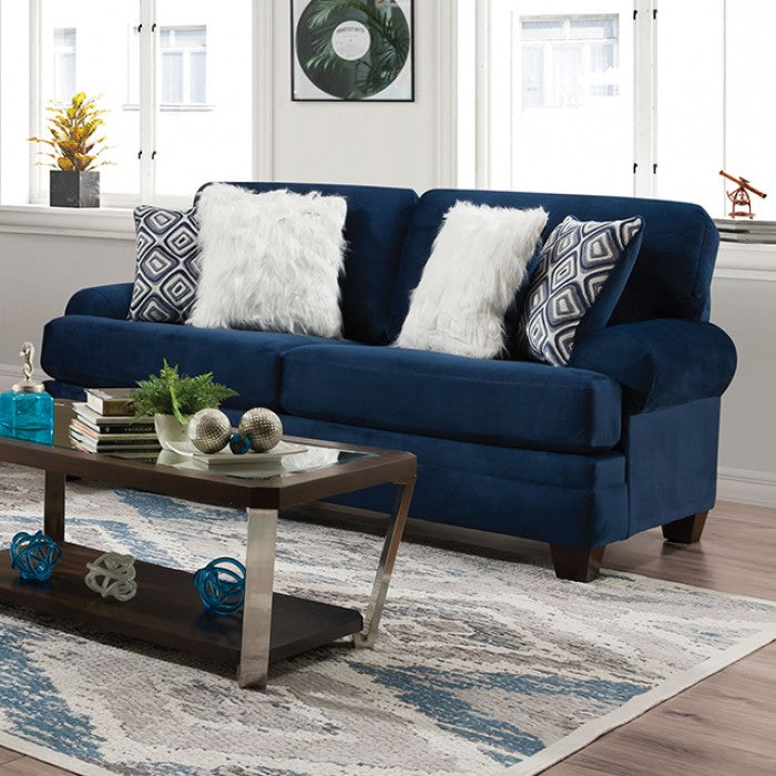 Furniture of America - Waldstone 3 Piece Living Room Set in Navy - SM5176-SF-3SET