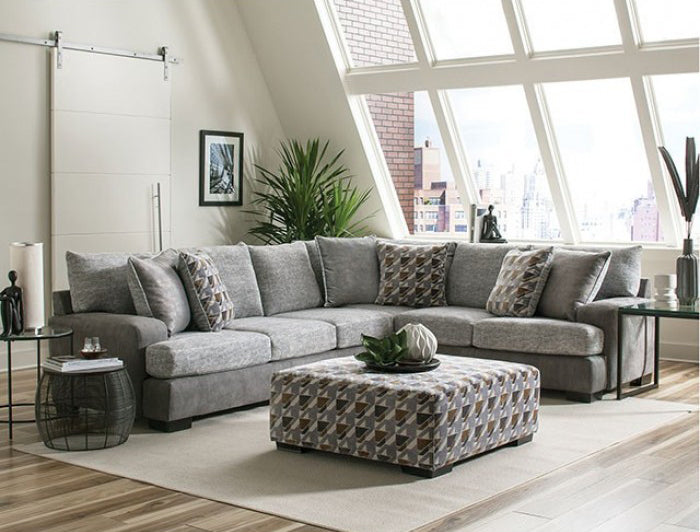 Furniture of America - Alannah Sectional in Light Gray, Gray, Brown - SM5184