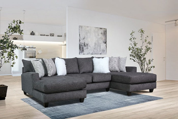 Furniture of America - Kennington Sectional in Charcoal - SM5247