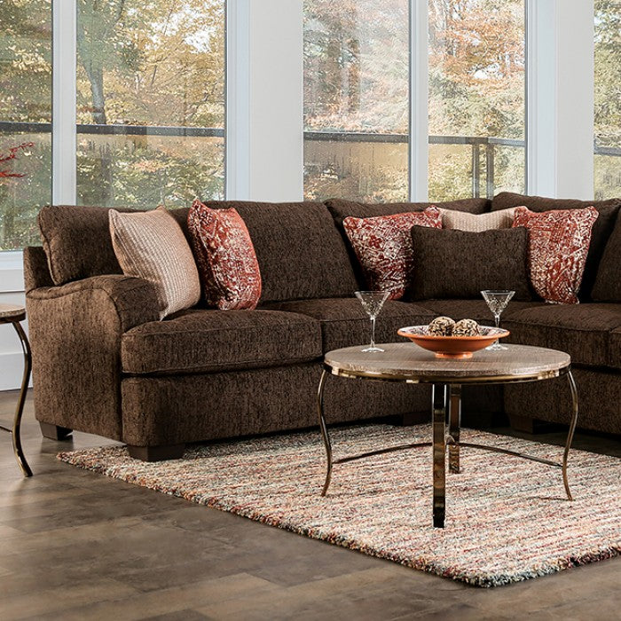 Furniture of America - Wanstead Sectional in Dark Brown/Rust - SM5417