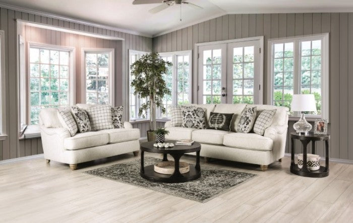 Furniture of America - Mossley 2 Piece Sofa Set in Ivory - SM6090-SF-2SET
