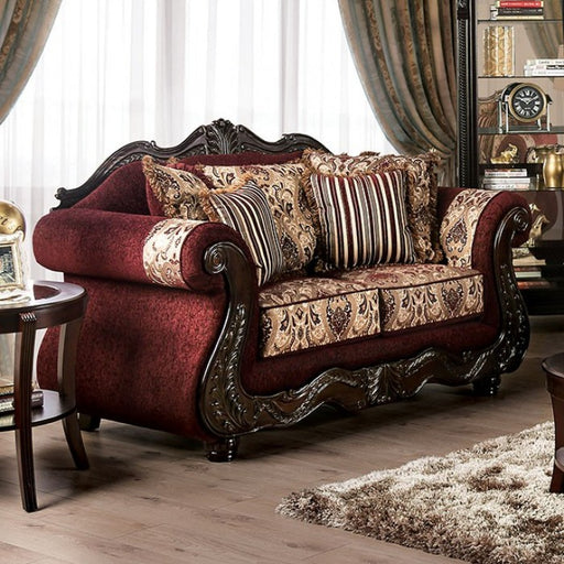 Furniture of America - Matteo Loveseat in Burgundy, Brown - SM6433-LV - GreatFurnitureDeal