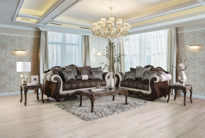 Furniture of America - Navarre Sofa in Brown/White - SM6445-SF