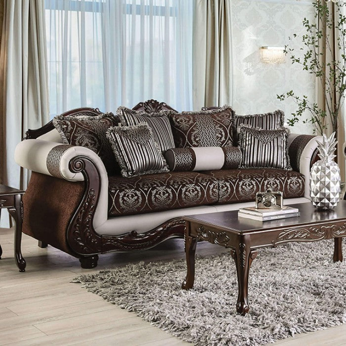 Furniture of America - Navarre Sofa in Brown/White - SM6445-SF