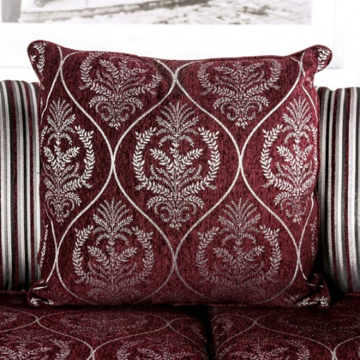 Furniture of America - Sassari 2 Piece Sofa Set in Burgundy - SM6447-SF-2SET