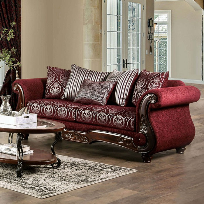 Furniture of America - Sassari 2 Piece Sofa Set in Burgundy - SM6447-SF-2SET