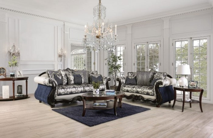 Furniture of America - Montesilvano Loveseat in Blue/Silver - SM6448-LV - GreatFurnitureDeal