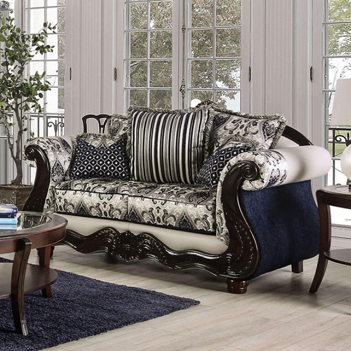 Furniture of America - Montesilvano Sofa in Blue/Silver - SM6448-SF