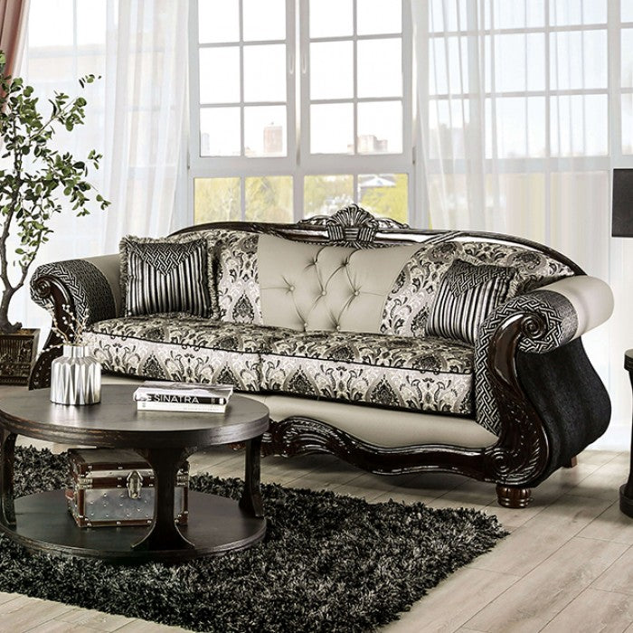 Furniture of America - Crespignano Sofa in Black/Gray - SM6449-SF