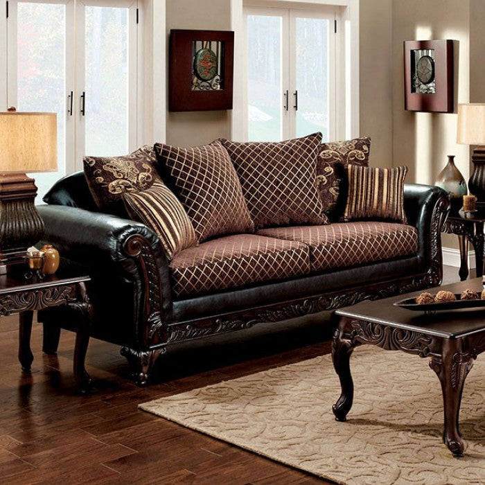 Furniture of America - San Roque Sofa in Brown, Espresso, Dark Cherry - SM7635N-SF