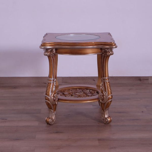 European Furniture - Saint Germain Luxury Side Table in Light Gold & Antique Silver - 35550-ET - GreatFurnitureDeal