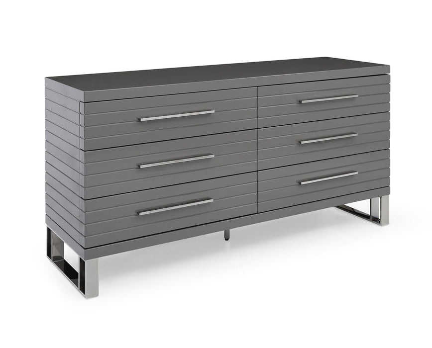 VIG Furniture - Modrest Splendor Grey High Gloss Slatted Dresser - VGVCJ20256-D-GREY-DRS - GreatFurnitureDeal