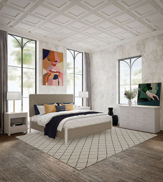 Bramble - Mornington Linen Wrapped Nightstand in Linen True White - 76642FTRW----- - GreatFurnitureDeal