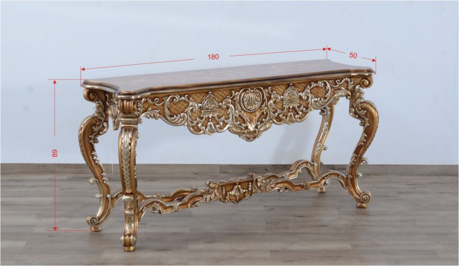 European Furniture - Saint Germain Luxury Console Table in Light Gold & Antique Silver - 35550-ST - GreatFurnitureDeal
