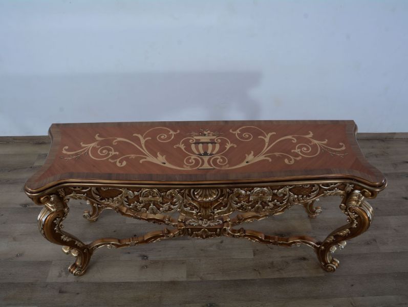 European Furniture - Saint Germain Luxury Console Table in Light Gold & Antique Silver - 35550-ST - GreatFurnitureDeal