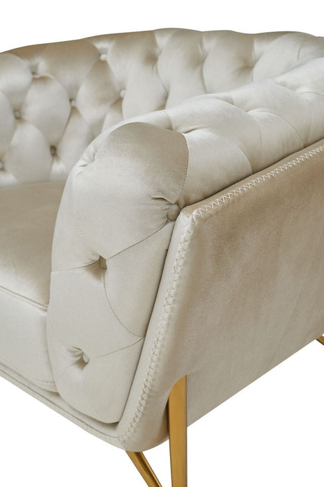 VIG Furniture - Divani Casa Stella Transitional Beige Velvet Sofa - VGCA2020-BEIGE-S - GreatFurnitureDeal