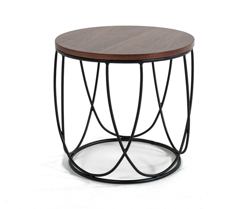 VIG Furniture - Modrest Strang Modern Walnut & Black Round End Table - VGMAMIT-5148-ET - GreatFurnitureDeal