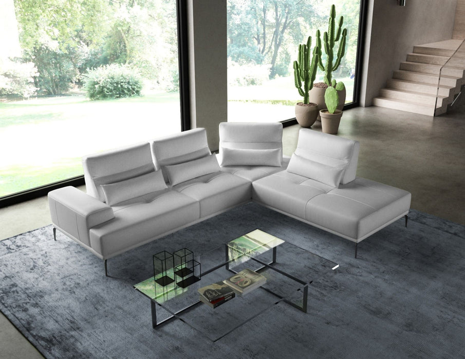 VIG Furniture - Coronelli Collezioni Sunset White Leather Right Facing Sectional Sofa - VGCCSUNSET-RAF-WHT-SECT - GreatFurnitureDeal
