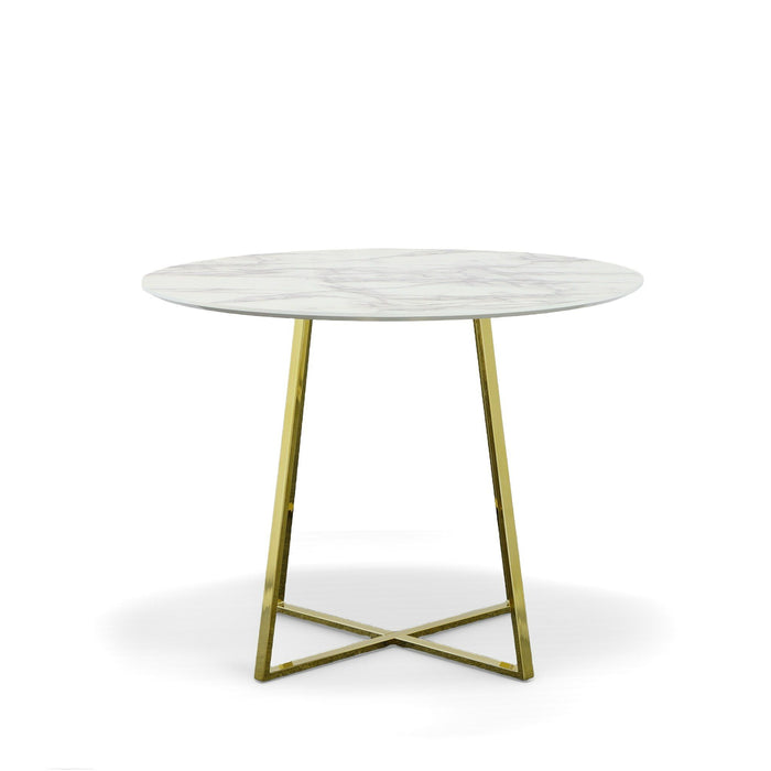 VIG Furniture - Modrest Swain Modern Faux Marble & Gold Round Dining Table - VGFHFDT8004