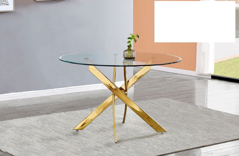 Mariano Furniture - T01 - 5 Piece Round Dining Table Set in White/Gold - BM-T01WG5 - GreatFurnitureDeal