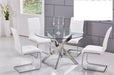 Mariano Furniture - T01 - 5 Piece Round Dining Table Set in White/Silver - BM-T01W5 - GreatFurnitureDeal