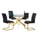 Mariano Furniture - T01 - 5 Piece Round Dining Table Set in Black/Gold - BM-T01BG5 - GreatFurnitureDeal