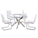 Mariano Furniture - T01 - 5 Piece Round Dining Table Set in White/Silver - BM-T01W5 - GreatFurnitureDeal