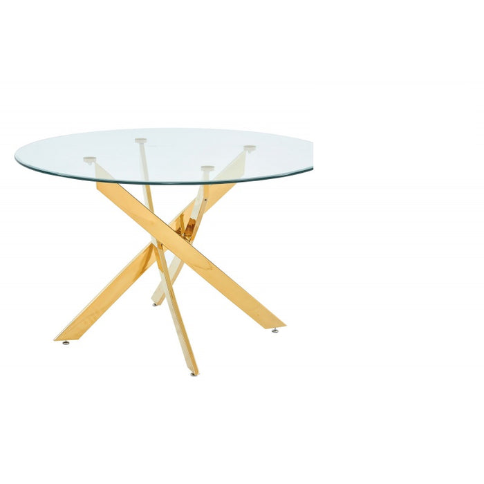 Mariano Furniture - T01 - 5 Piece Round Dining Table Set in Grey/Gold - BM-T01GG5 - GreatFurnitureDeal