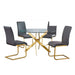 Mariano Furniture - T01 - 5 Piece Round Dining Table Set in Grey/Gold - BM-T01GG5 - GreatFurnitureDeal