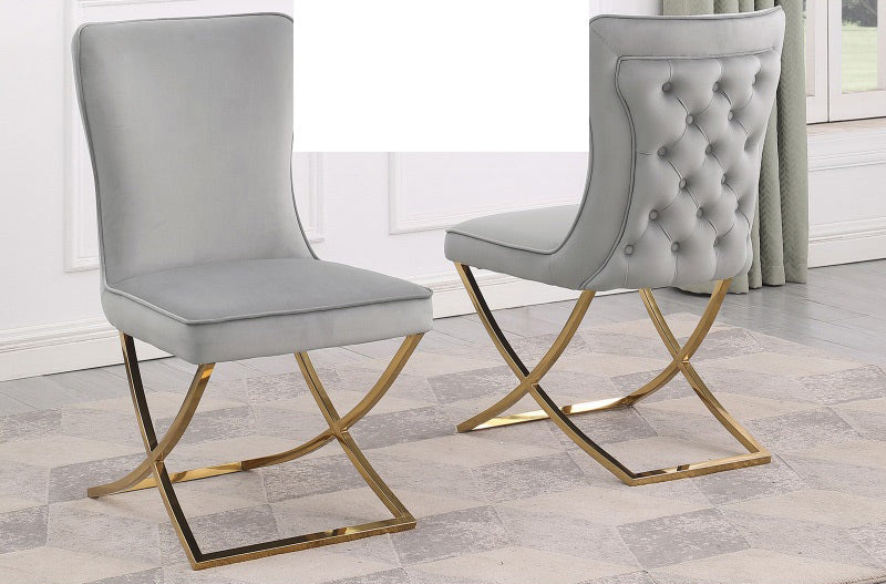 Mariano Furniture - T134 - 5 Piece Rectangle Dining Table Set in Grey/Gold - BM-T134GG5 - GreatFurnitureDeal