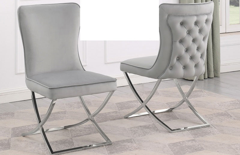 Mariano Furniture - T134 - Dining Chair in Grey/Silver (Set of 2) - BM-T134GSC - GreatFurnitureDeal