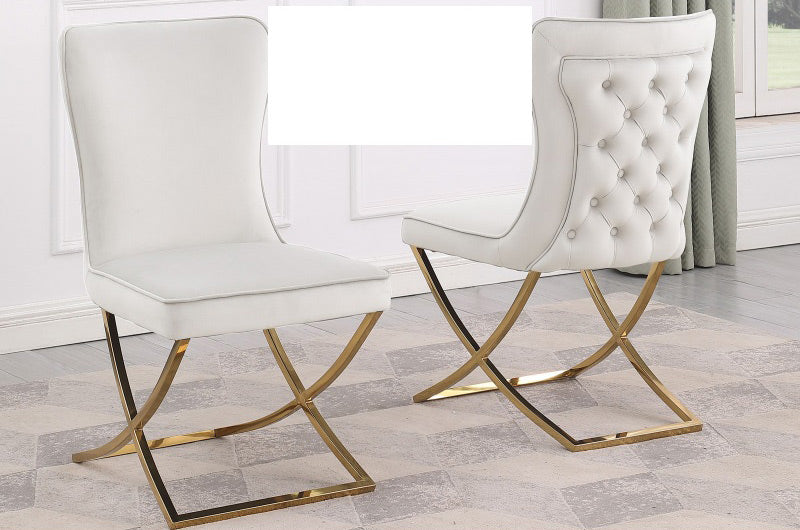 Mariano Furniture - T134 - Dining Chair in Beige/Gold (Set of 2) - BM-T134BEGC - GreatFurnitureDeal