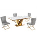 Mariano Furniture - T134 - 5 Piece Rectangle Dining Table Set in Grey/Gold - BM-T134GG5 - GreatFurnitureDeal