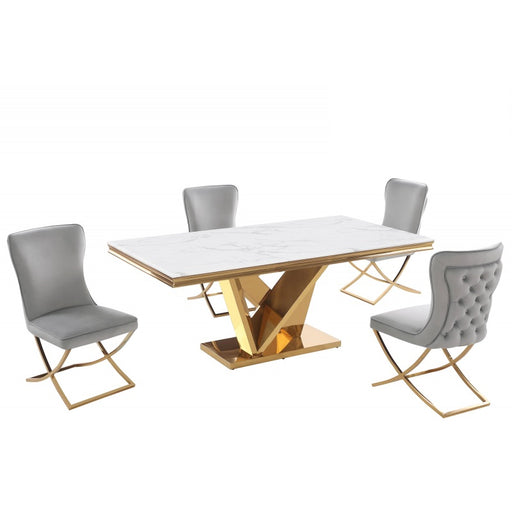 Mariano Furniture - T134 - Dining Chair in Grey/Gold (Set of 2) - BM-T134GGC - GreatFurnitureDeal