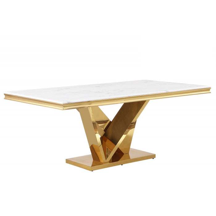 Mariano Furniture - T134 - Rectangle Dining Table in Gold - BM-T134GT - GreatFurnitureDeal