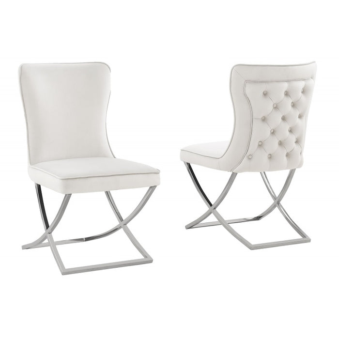 Mariano Furniture - T134 - Dining Chair in Beige/Silver (Set of 2) - BM-T134BESC - GreatFurnitureDeal