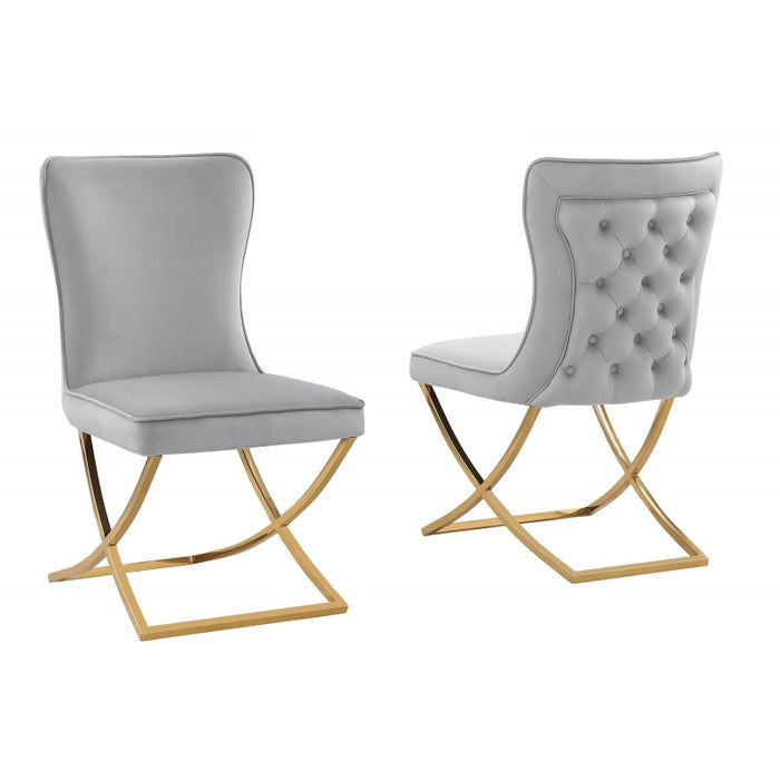 Mariano Furniture - T134 - Dining Chair in Grey/Gold (Set of 2) - BM-T134GGC - GreatFurnitureDeal