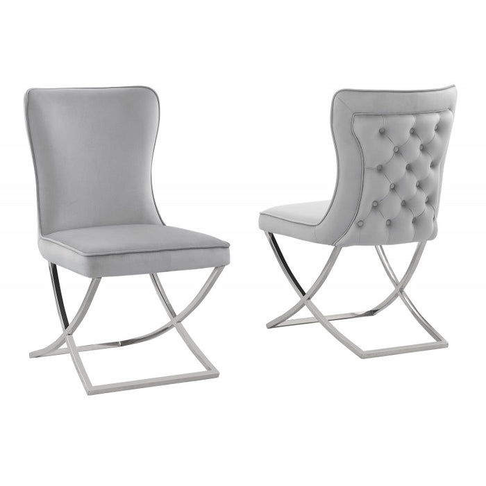 Mariano Furniture - T134 - Dining Chair in Grey/Silver (Set of 2) - BM-T134GSC - GreatFurnitureDeal