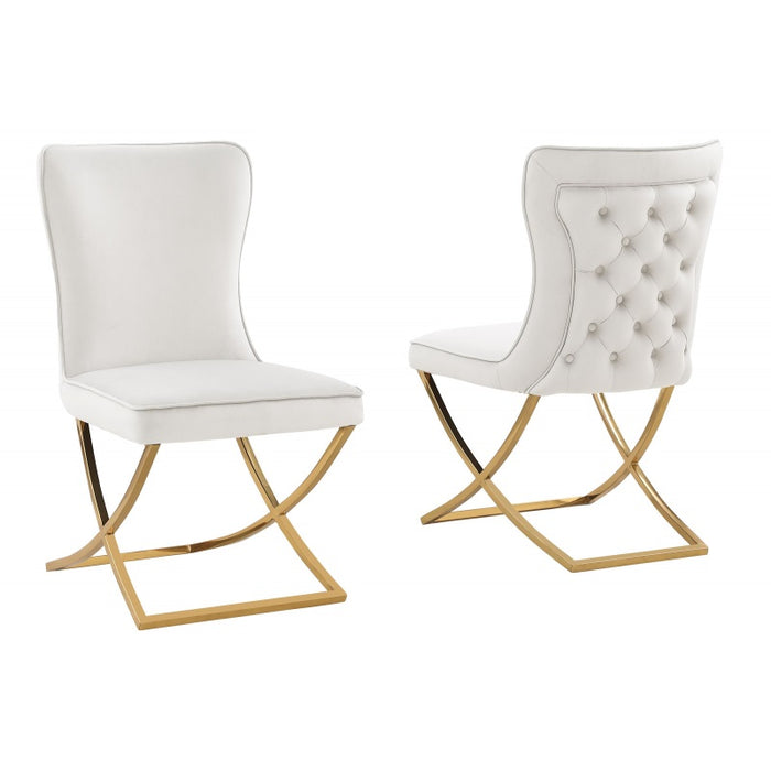 Mariano Furniture - T134 - Dining Chair in Beige/Gold (Set of 2) - BM-T134BEGC - GreatFurnitureDeal