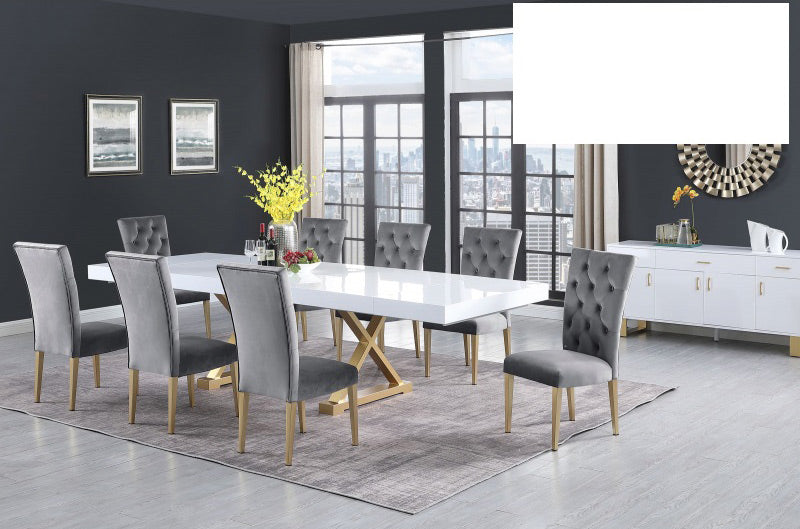 Mariano Furniture - T1953 - 5 Piece Dining Table Set in Grey/Gold - BM-T1953G5 - GreatFurnitureDeal