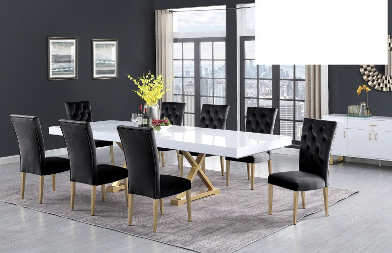 Mariano Furniture - T1953 - 5 Piece Dining Table Set in Black/Gold - BM-T1953B5 - GreatFurnitureDeal