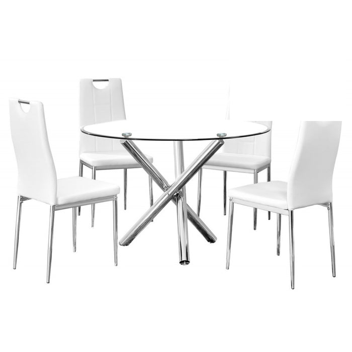 Mariano Furniture - T248 - 5 Piece Dining Table Set in White/Chrome - BM-T248W5 - GreatFurnitureDeal