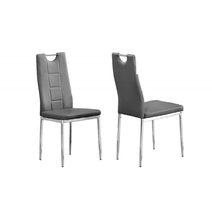 Mariano Furniture - T248 - 5 Piece Dining Table Set in Grey/Chrome - BM-T248G5 - GreatFurnitureDeal