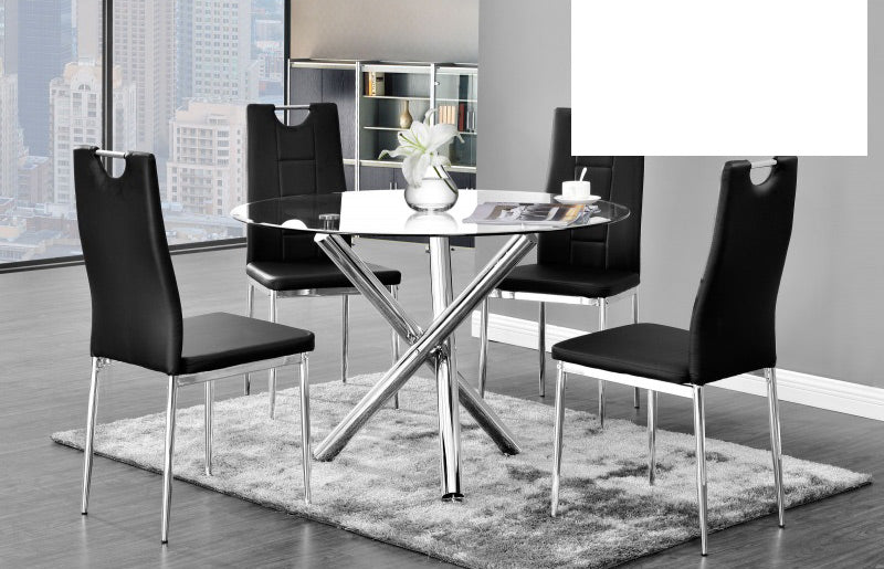 Mariano Furniture - T248 - 5 Piece Dining Table Set in Black/Chrome - BM-T248B5 - GreatFurnitureDeal