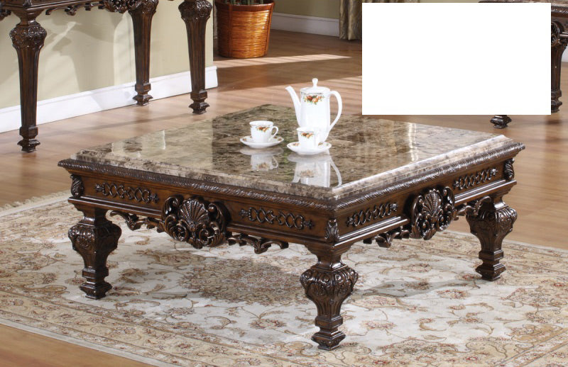 Mariano Furniture - T388 - Marble Top Coffee Table in Brown - BM-T388CC - GreatFurnitureDeal