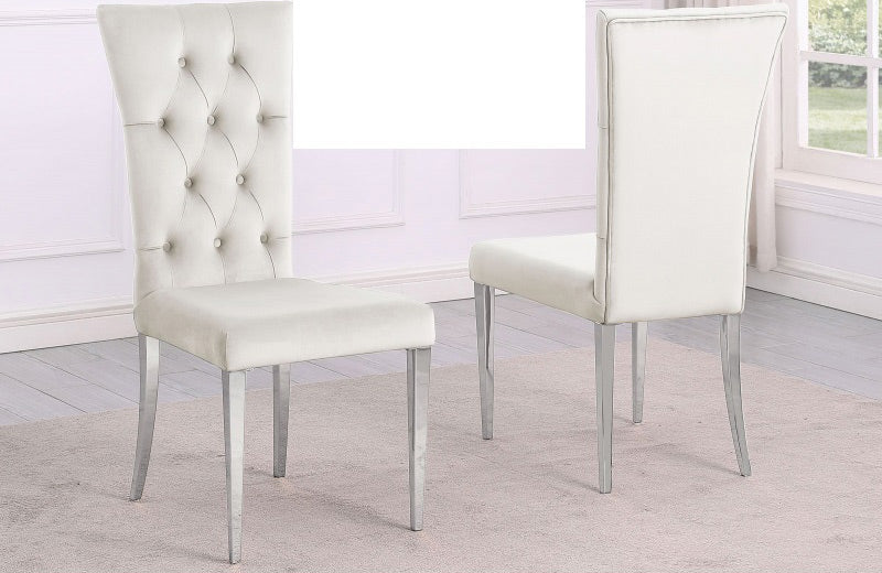 Mariano Furniture - T8403 - Dining Chair in Beige/Silver (Set of 2) - BM-T8403BESC - GreatFurnitureDeal