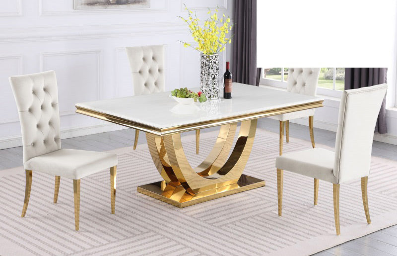 Mariano Furniture - T8403 - Dining Chair in Beige/Gold (Set of 2) - BM-T8403BEGC - GreatFurnitureDeal