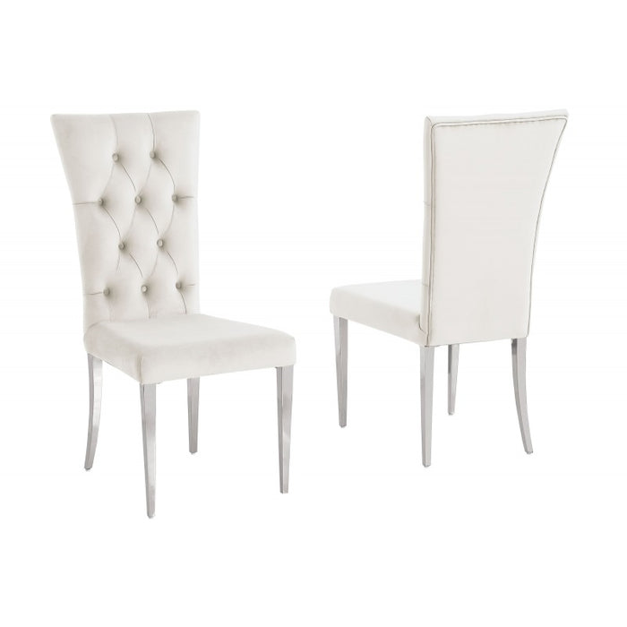 Mariano Furniture - T8403 - Dining Chair in Beige/Silver (Set of 2) - BM-T8403BESC - GreatFurnitureDeal